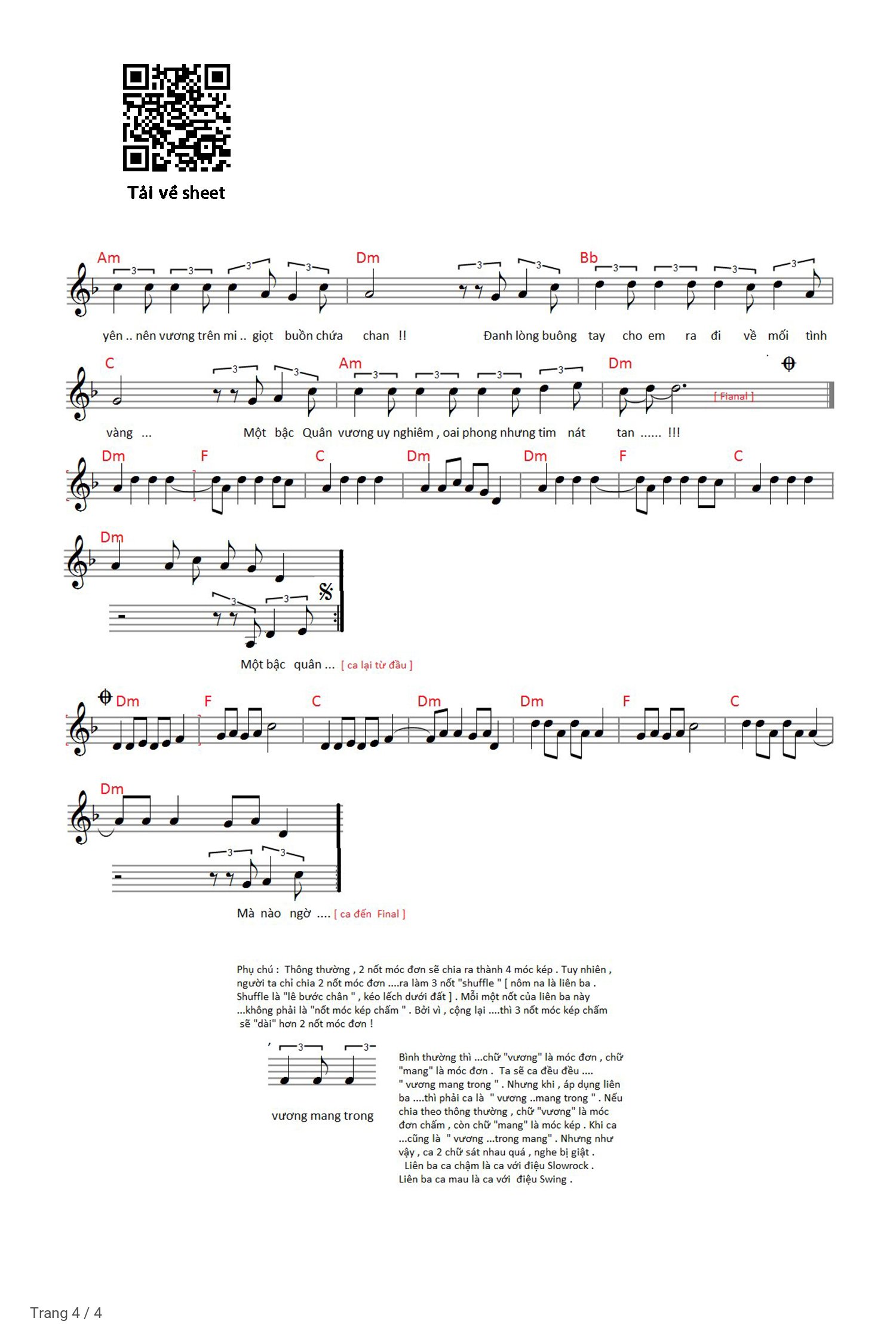 Trang 4 của Sheet nhạc PDF Piano bài hát Đế vương - Đình Dũng