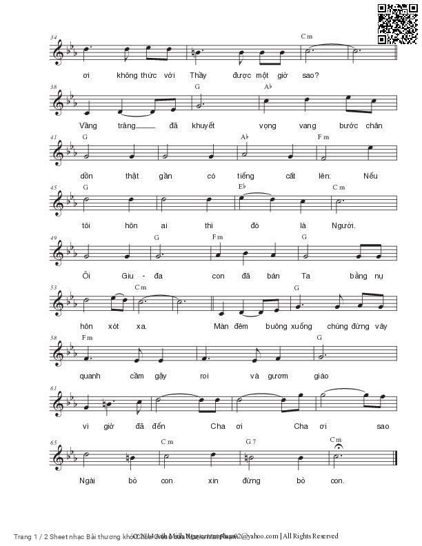 Trang 2 của Sheet nhạc PDF bài hát Bài thương khó Chúa Giêsu - Maria Mai Phạm