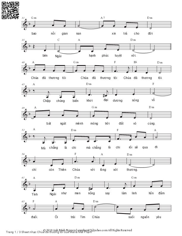 Trang 2 của Sheet nhạc PDF bài hát Chúa đã thương tôi - Maria Mai Phạm