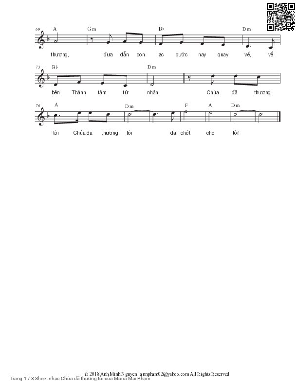 Trang 3 của Sheet nhạc PDF bài hát Chúa đã thương tôi - Maria Mai Phạm