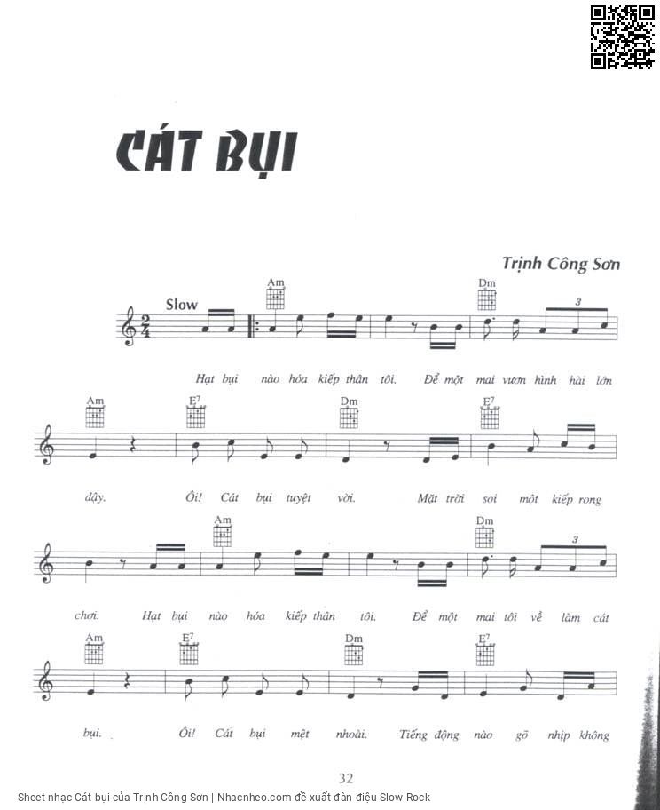 Sheet nhạc Cát bụi - Trịnh Công Sơn