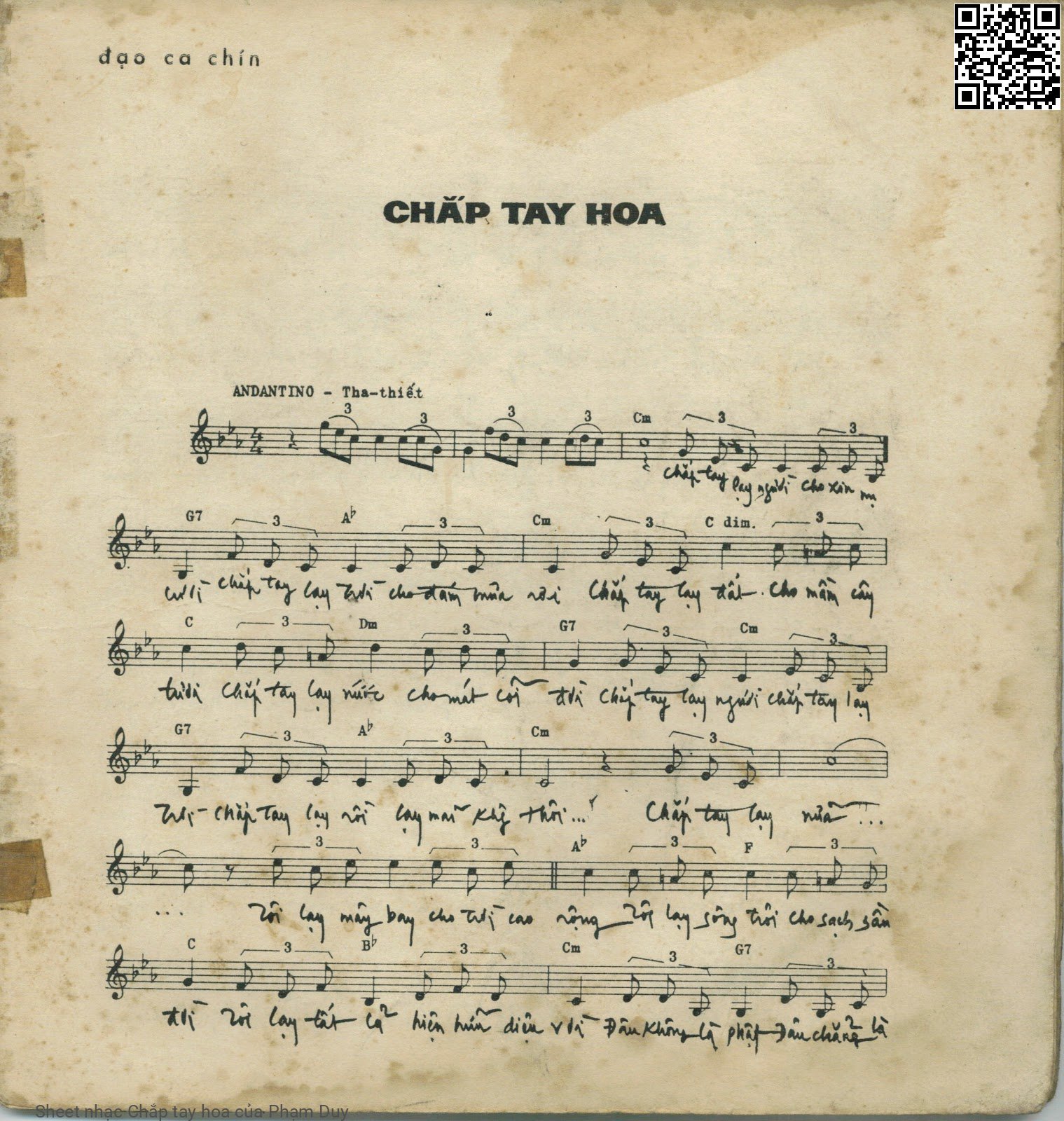 Sheet nhạc Chắp tay hoa - Phạm Duy