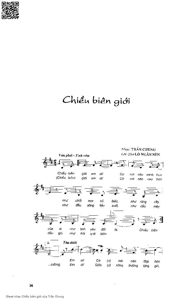 Sheet nhạc Chiều biên giới - Trần Chung