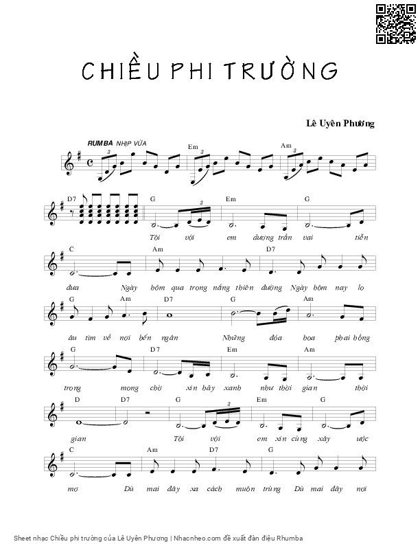 Sheet nhạc Chiều phi trường - Lê Uyên Phương