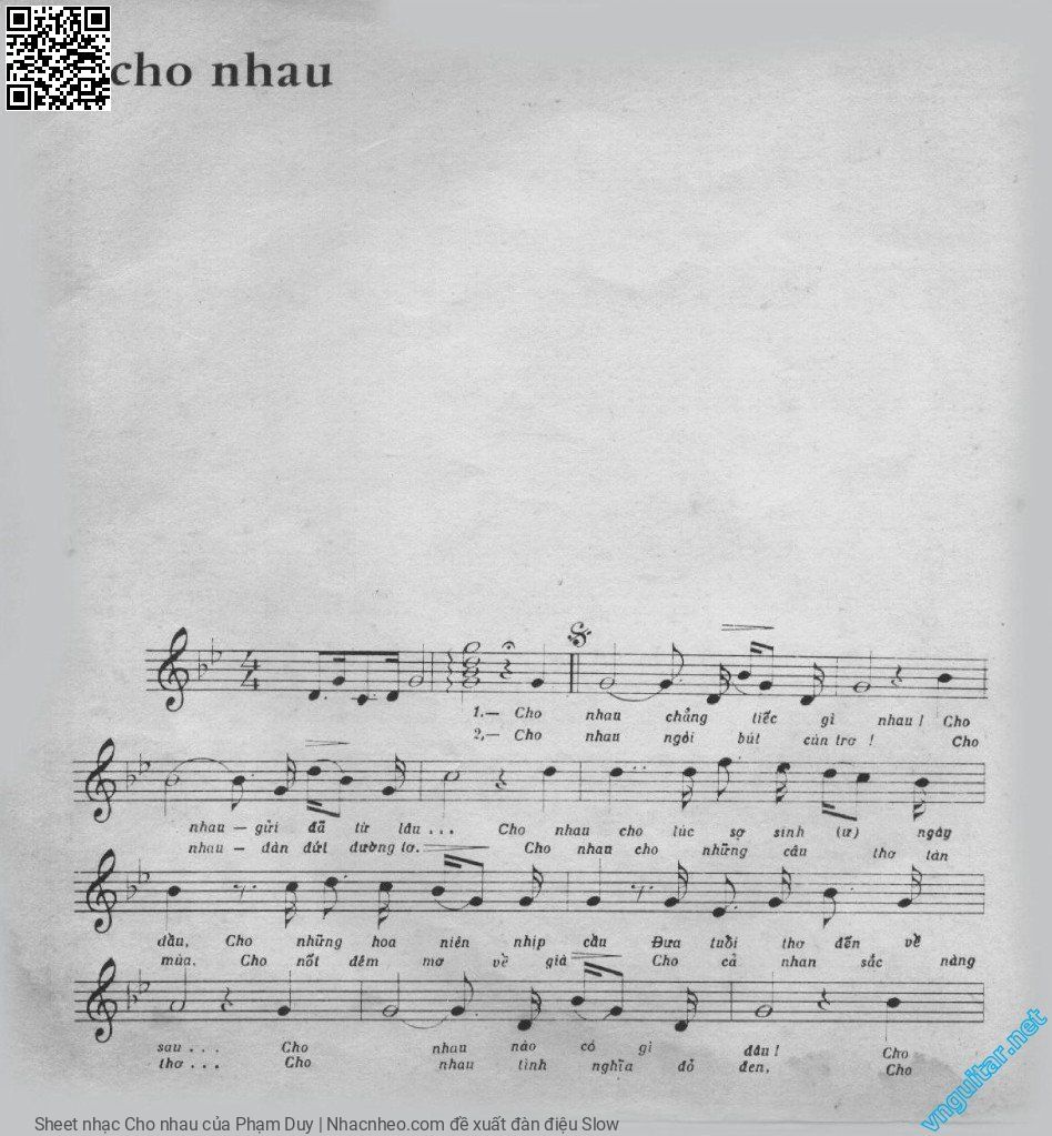Sheet nhạc Cho nhau - Phạm Duy